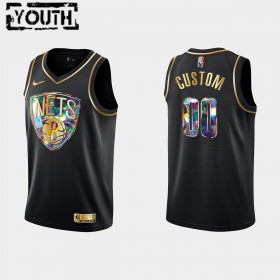 Dječji NBA Dres Brooklyn Nets   Personalizirani Nike 2021-2022 Crno Golden Edition 75th Anniversary Diamond Swingman